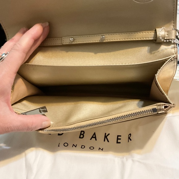 Ted Baker NWT mixed media, metallic gold,quality genuine leather crossbody party - Picture 11 of 12